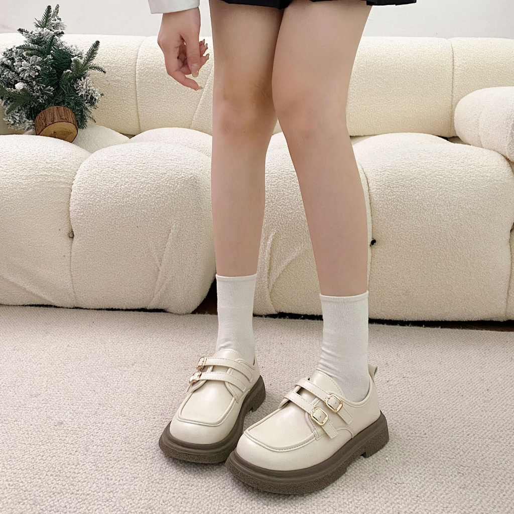 Giày Da Oxford Đế Dày 4cm Phong Cách Retro Anh Quốc Cho Nữ