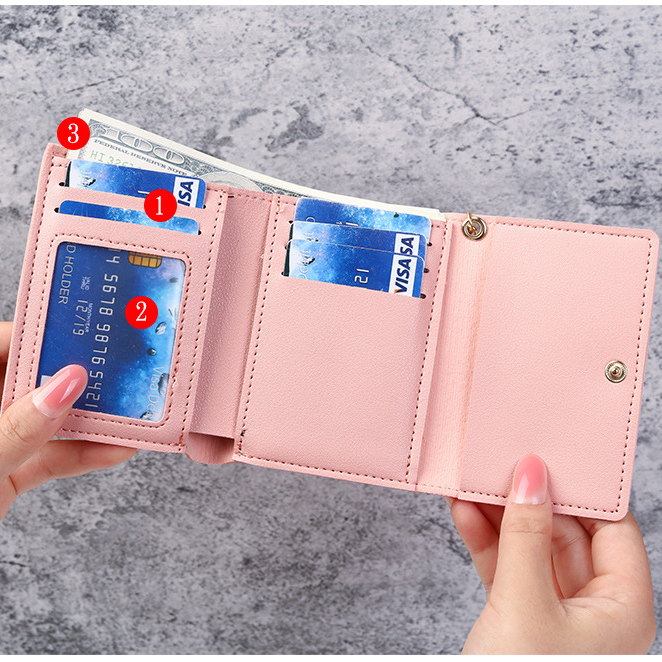 Ví Da Gấp Ba mini Thời Trang Cao Cấp Cho Nữ