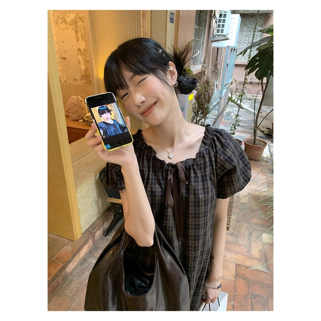 Đầm Tay Phồng Họa Tiết Kẻ Sọc Thời Trang Mùa Hè 2023 Phong Cách Mới Cho Nữ