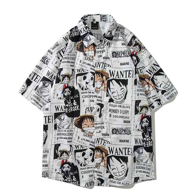 Áo Sơ Mi Tay Ngắn In Hình luffy one piece Phong Cách Hàn Quốc Thời Trang Mùa Hè Cho Nam