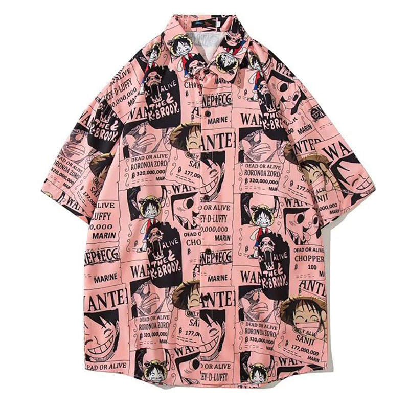 Áo Sơ Mi Tay Ngắn In Hình luffy one piece Phong Cách Hàn Quốc Thời Trang Mùa Hè Cho Nam