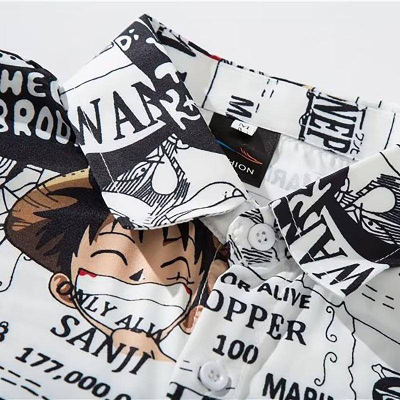Áo Sơ Mi Tay Ngắn In Hình luffy one piece Phong Cách Hàn Quốc Thời Trang Mùa Hè Cho Nam