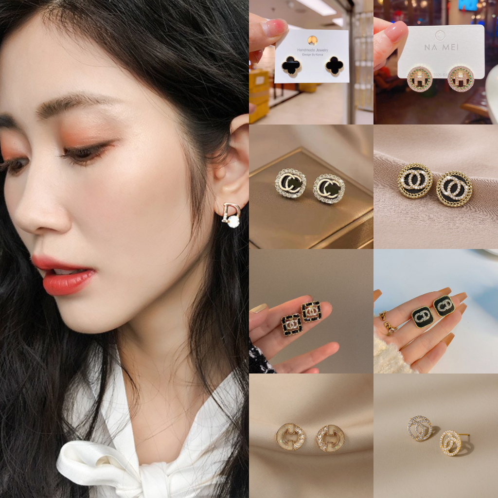 Bông tai mạ bạc 925 nhiều kiểu dáng giản đơn phong cách Hàn thanh lịch dành cho nữ