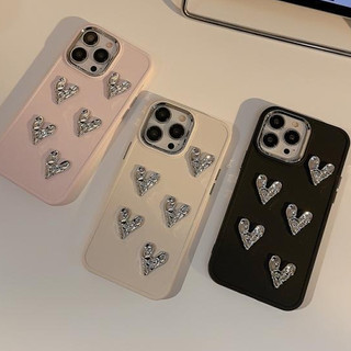 Ốp điện thoại hình trái tim 3d Hồng trắng đen khung đen cho Iphone 17 16 15pro 15 14 14 PRO 14 PRO MAX 11 12 promax 13 Pro Max Ốp điện thoại mềm 15promax