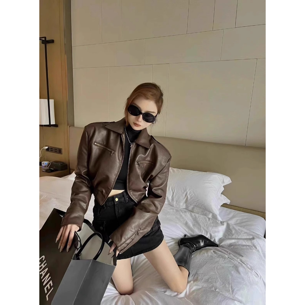 Áo Khoác Da Phong Cách Hàn Quốc Thời Trang Xuân Thu 2023