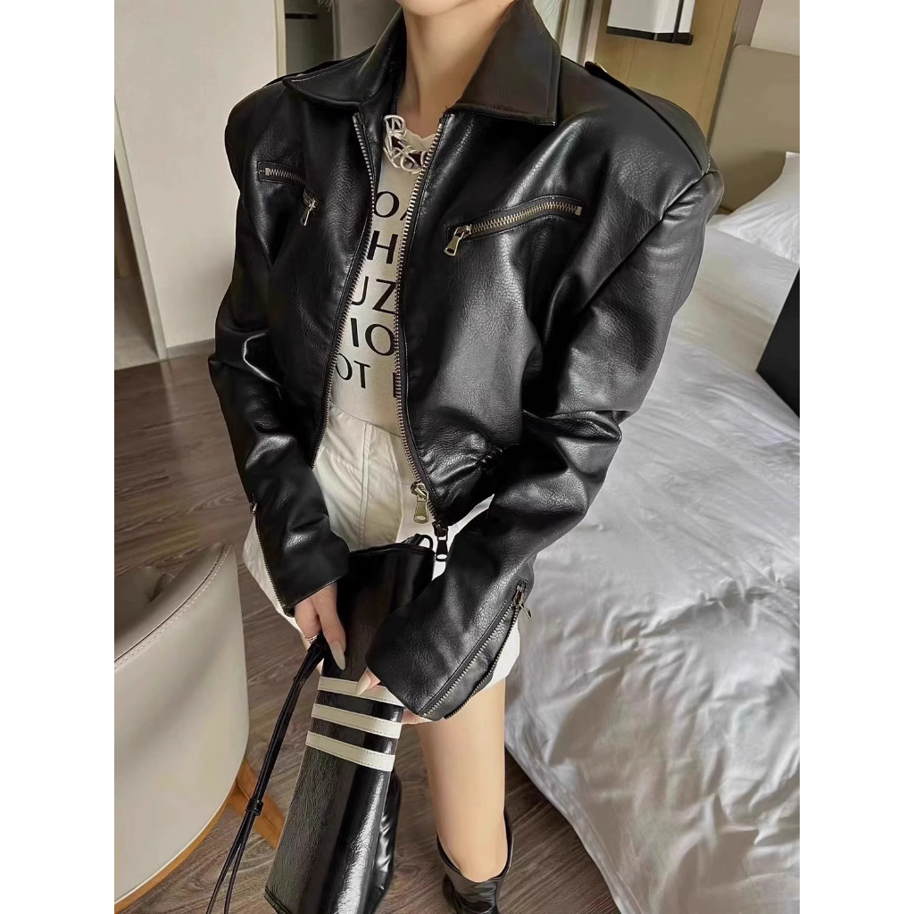 Áo Khoác Da Phong Cách Hàn Quốc Thời Trang Xuân Thu 2023