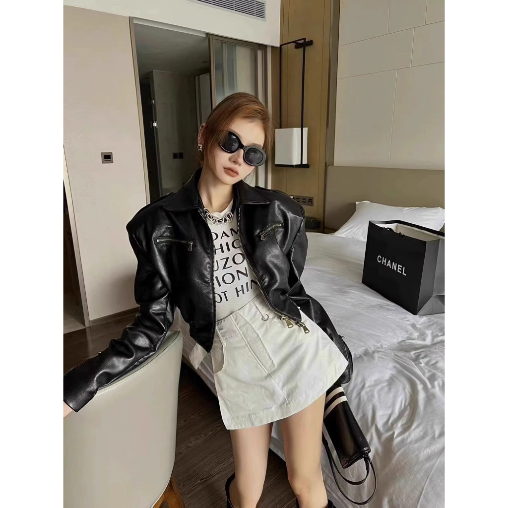 Áo Khoác Da Phong Cách Hàn Quốc Thời Trang Xuân Thu 2023