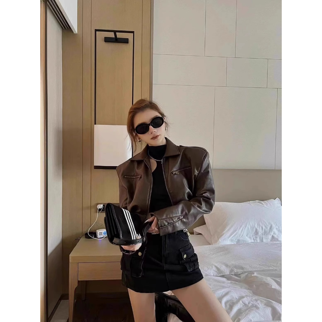 Áo Khoác Da Phong Cách Hàn Quốc Thời Trang Xuân Thu 2023