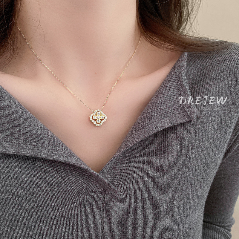 Vòng cổ Mặt Hoa zircon Nhẹ Và Sang Trọng Thời Trang Hàn Quốc Không Gây Dị Ứng