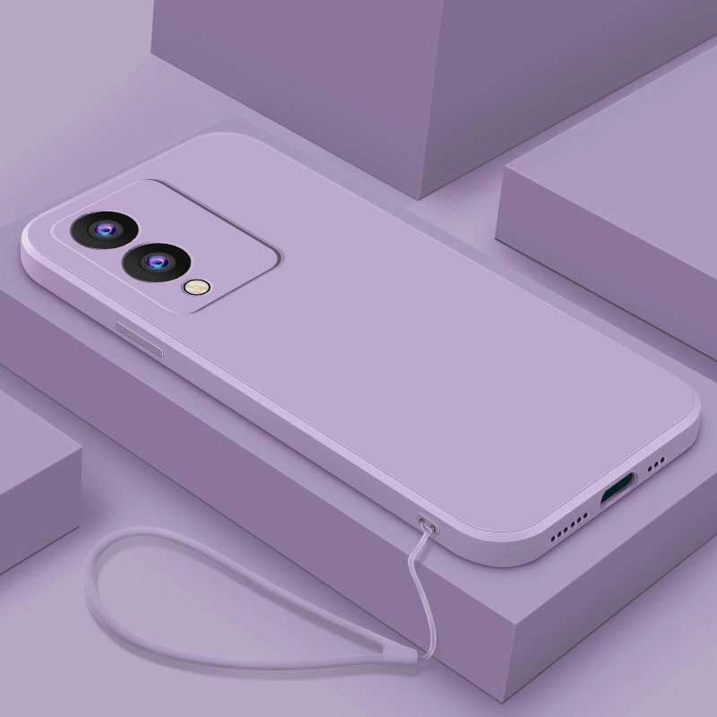 Ôp Điện Thoại tpu Dẻo Viền Vuông Kèm Dây Đeo Tay Thời Trang Cho vivo y17s v25 pro v19 y22 y22s y16 y35 Vỏ