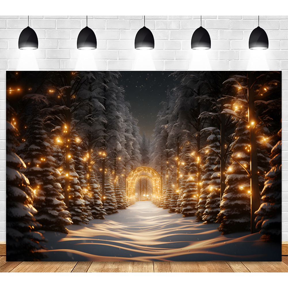 Phông Nền Chụp Ảnh Phong Cảnh Đêm Giáng Sinh 7x5ft
