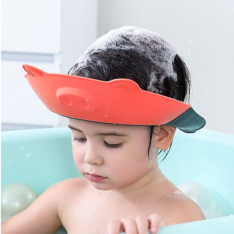 Babyfair. Mũ gội đầu cho trẻ em bảo vệ an toàn có thể điều chỉnh hoạt hình khi tắm bé