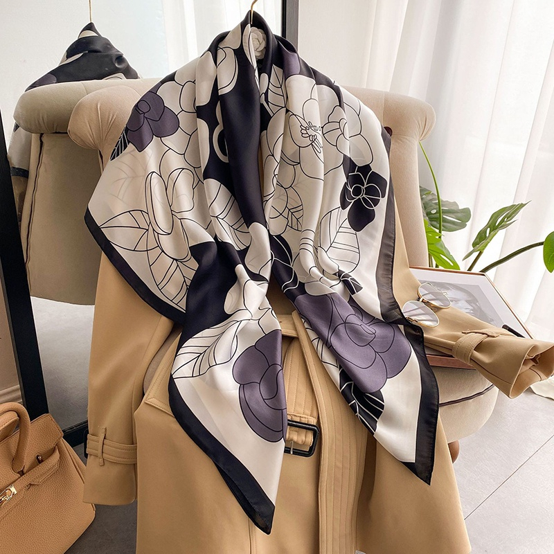 Thời Trang Khăn Quàng Cổ Hình Vuông Bằng Lụa In Họa Tiết Phong Cách Hồi Giáo Kích Thước 110 X 110cm 