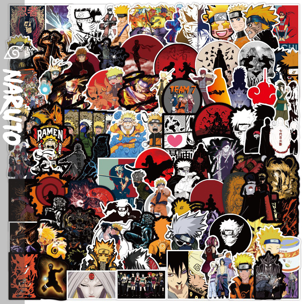 Y&P| Hình Dán Chống Nước Naruto Nhật Bản Anime Mũ Bảo Hiểm Máy Tính Xách Tay Hành Lý Dán Thiết Lập, 100 tờ