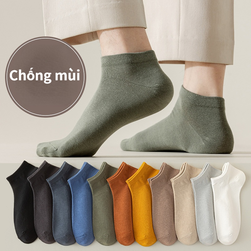 Huizumei Vớ cotton Thấm Hút Mồ Hôi Màu Trơn Dành Cho Cặp Đôi