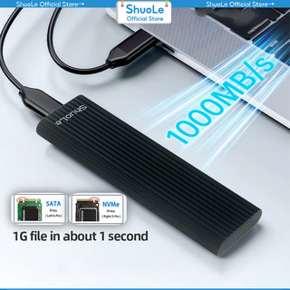 Box ổ cứng m2 nvme cao cấp shuole ốp lưng chuyển đổi m2 ssd nvme m.2 sang usb type c 3.1 10gbps cho nvme pcie ssd case 2230- 2280