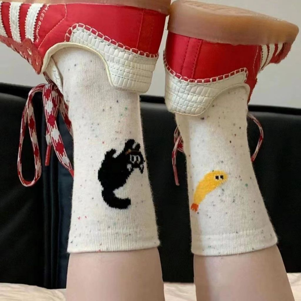 Vớ Cổ Vừa In Họa Tiết Hoạt Hình Mèo Và Cá Vàng Dễ Thương Thời Trang Xuân Thu Phong Cách Nhật Bản Cho Nữ