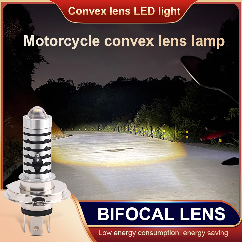 1 Đèn Pha led 6000lm Hai Màu Siêu Sáng Thấu Kính 12v 19 p15d Chuyên Dụng Cho Xe Mô Tô