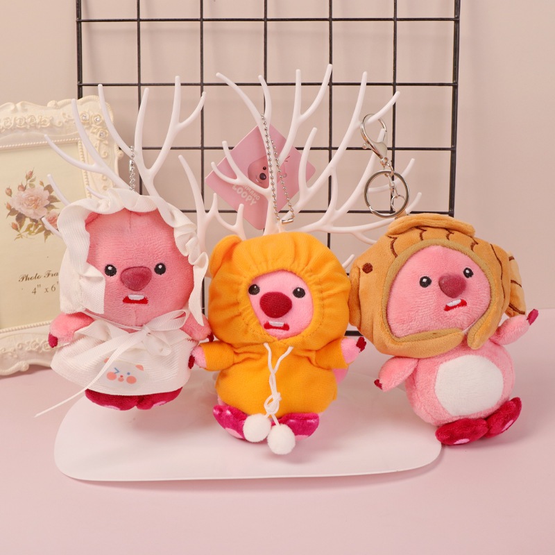 FOREVER LENGRUI  thời trang hàn quốc phim hoạt hình dễ thương búp bê loopy taiyaki túi búp bê sang trọng mặt dây chuyền túi đi học Dây Chuyền Treo