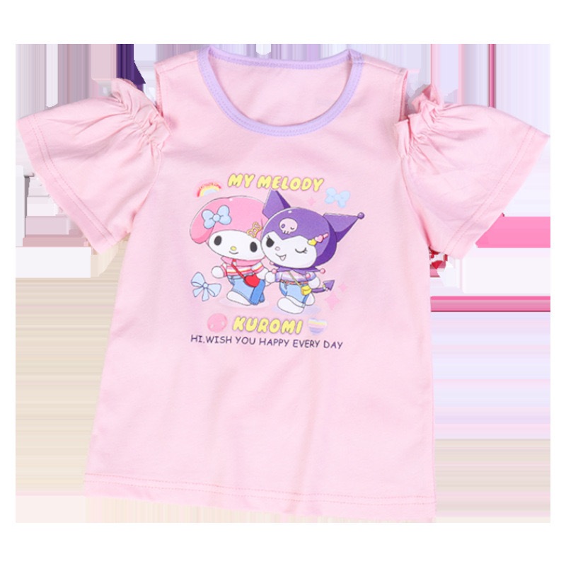 Mới Áo Thun cotton Thiết Kế Hở Vai Phong Cách kuromi Hàn Quốc Dễ Thương Dành Cho Bé Gái