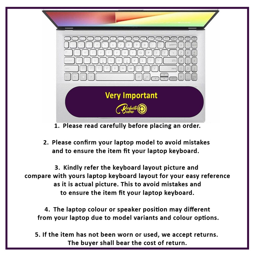 Miếng Dán Bảo Vệ Bàn Phím Laptop 15.6'' Chống Nước Chống Bụi Cho ASUS Vivobook S15 J M F J M X515 M509D S530F M515 X509 M515D S530U S5300U ASUS 15.6 Inch