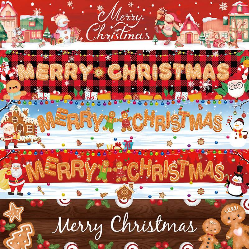 40 * 200cm Cờ polyester Hình Ông Già Noel Trang Trí Giáng Sinh Năm Mới 2024