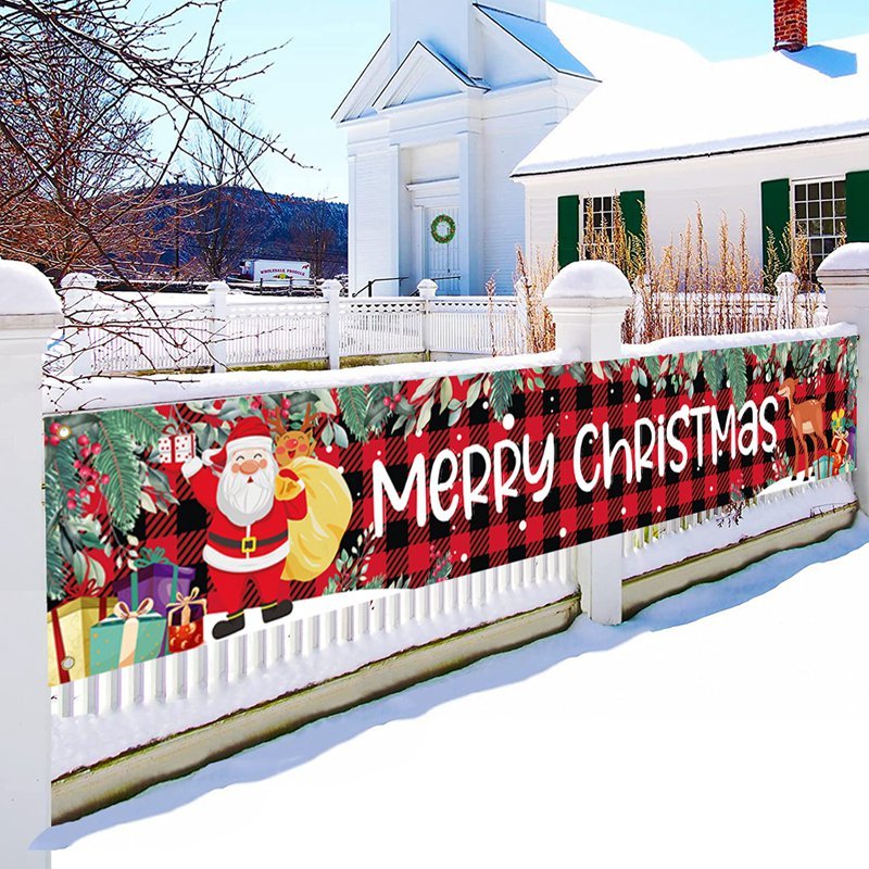 40 * 200cm Cờ polyester Hình Ông Già Noel Trang Trí Giáng Sinh Năm Mới 2024