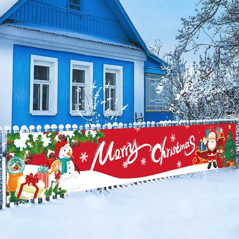 40 * 200cm Cờ polyester Hình Ông Già Noel Trang Trí Giáng Sinh Năm Mới 2024
