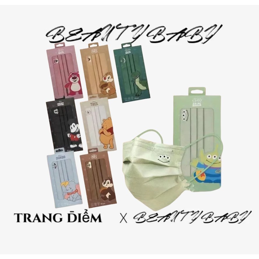 🎉12.12🎉Khẩu Trang Ba Lớp Ba Mắt Hình Nhân Vật Hoạt Hình mickey Màu Trơn