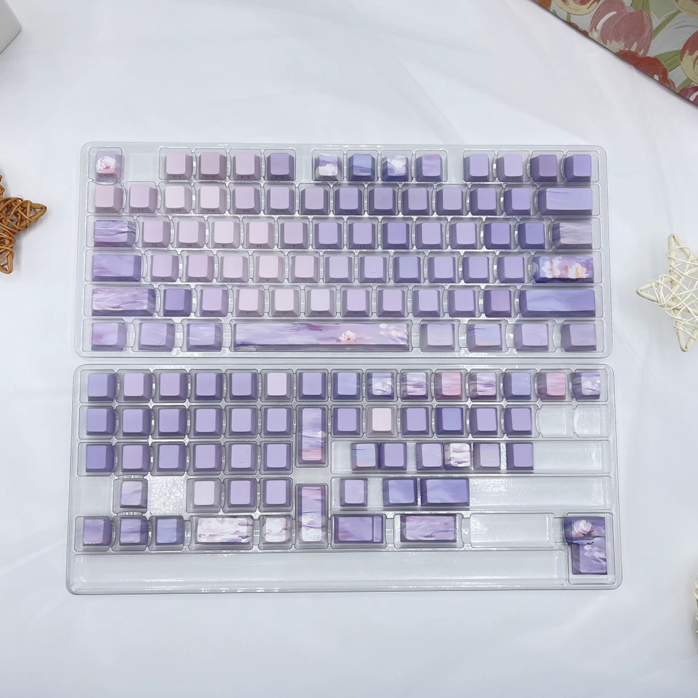 Nắp Phím Nhuộm Màu Tím Chủ Đề Nước cherry Cho Bàn Phím Cơ 61 / 68 / 71 / 84 / 87 / 96 / 104