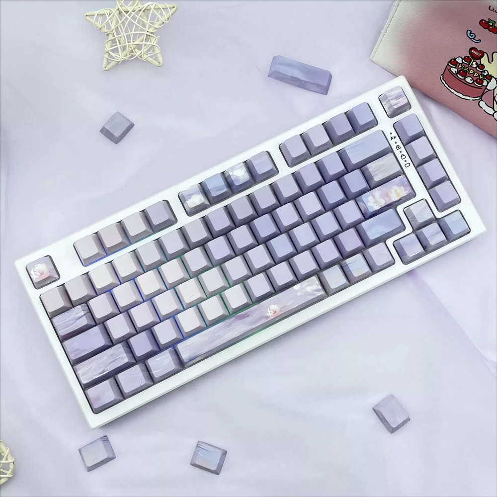 Nắp Phím Nhuộm Màu Tím Chủ Đề Nước cherry Cho Bàn Phím Cơ 61 / 68 / 71 / 84 / 87 / 96 / 104