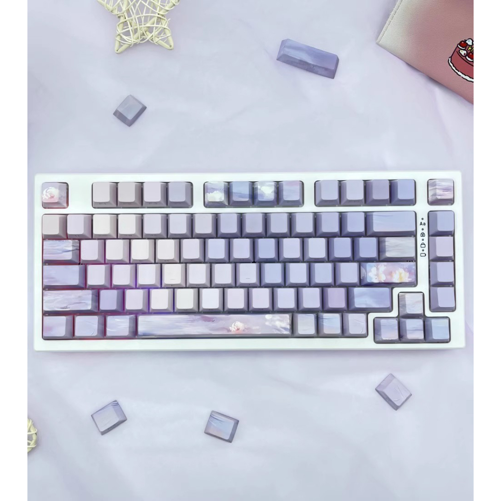 Nắp Phím Nhuộm Màu Tím Chủ Đề Nước cherry Cho Bàn Phím Cơ 61 / 68 / 71 / 84 / 87 / 96 / 104