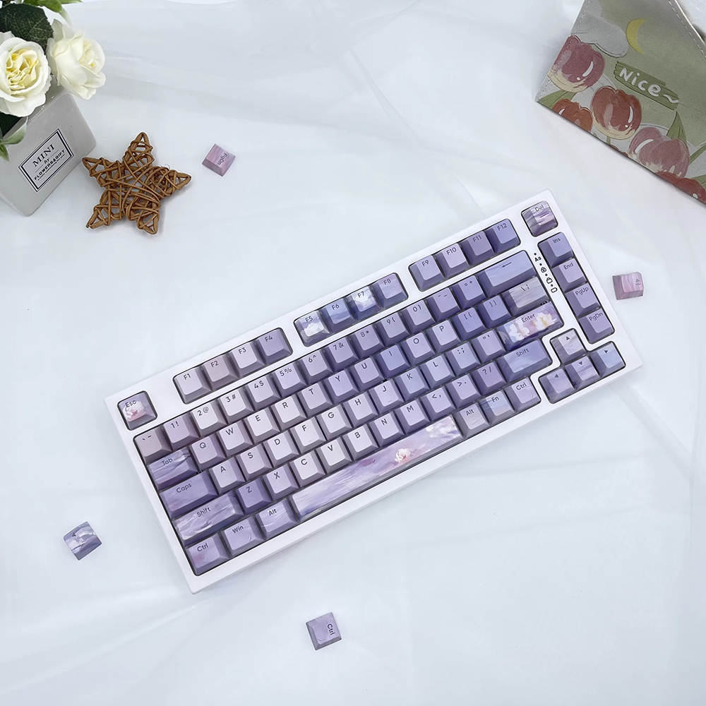 Nắp Phím Nhuộm Màu Tím Chủ Đề Nước cherry Cho Bàn Phím Cơ 61 / 68 / 71 / 84 / 87 / 96 / 104
