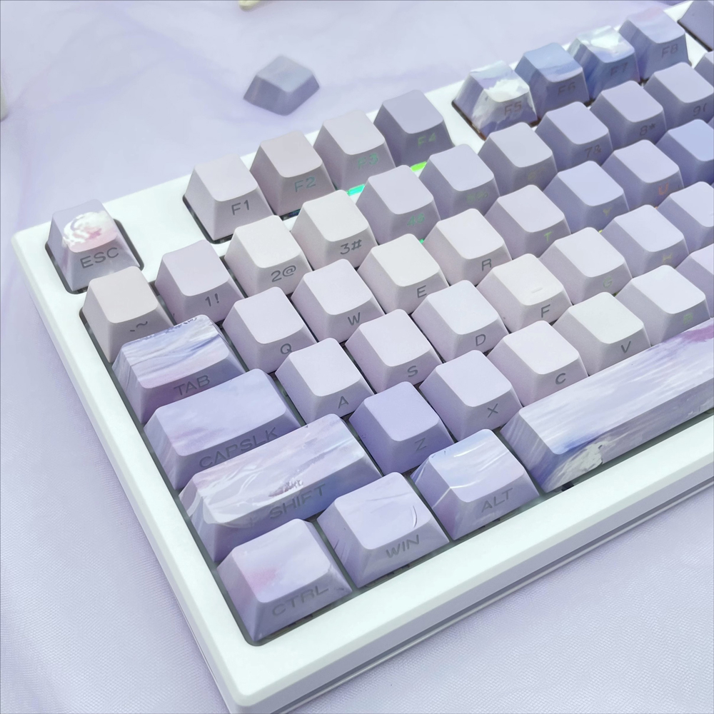 Nắp Phím Nhuộm Màu Tím Chủ Đề Nước cherry Cho Bàn Phím Cơ 61 / 68 / 71 / 84 / 87 / 96 / 104