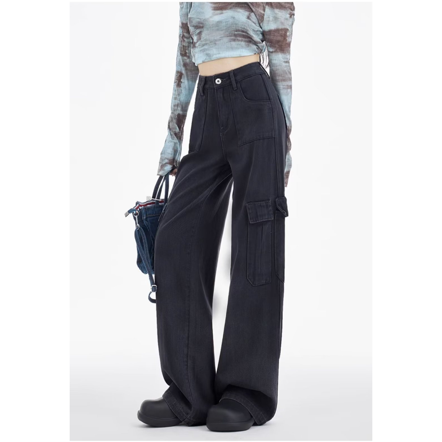 Quần Dài Dáng Rộng Phối Túi Lớn Phong Cách Hip Hop Cá Tính Cho Nam Và Nữ