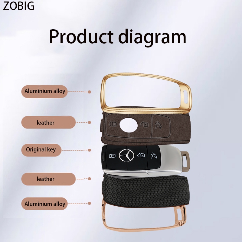 Zobig Vỏ Da + Hợp Kim Kẽm Bảo Vệ Chìa Khóa Xe Hơi mercedes benz 2023 a-class g-class s-class e-class e-class