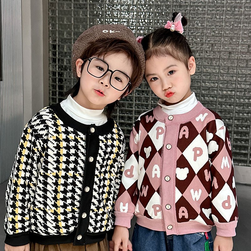 Áo Khoác cardigan Dệt Kim Dày Giữ Ấm Mùa Thu Và Mùa Đông Phong Cách Mới 2023 Dễ Phối Đồ Cho Bé Trai Bé Gái
