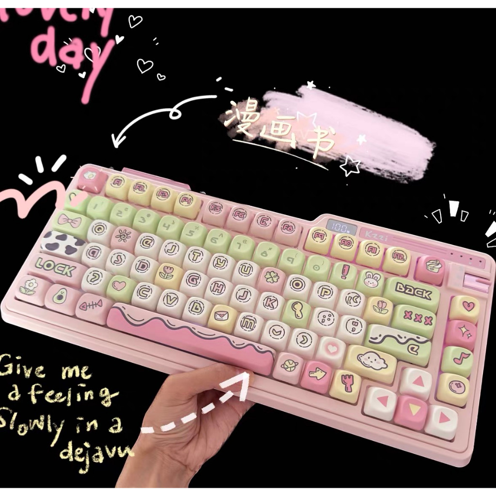 140 Phím Truyện tranh Keycaps MOA/Cherry PBT Năm mặt thăng hoa nhiệt Màu hồng Keycap Phù hợp 61/68/75/84/87/96/98/104/108