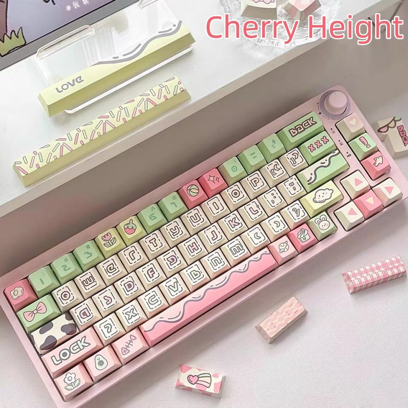 140 Phím Truyện tranh Keycaps MOA/Cherry PBT Năm mặt thăng hoa nhiệt Màu hồng Keycap Phù hợp 61/68/75/84/87/96/98/104/108