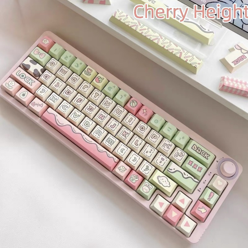 140 Phím Truyện tranh Keycaps MOA/Cherry PBT Năm mặt thăng hoa nhiệt Màu hồng Keycap Phù hợp 61/68/75/84/87/96/98/104/108