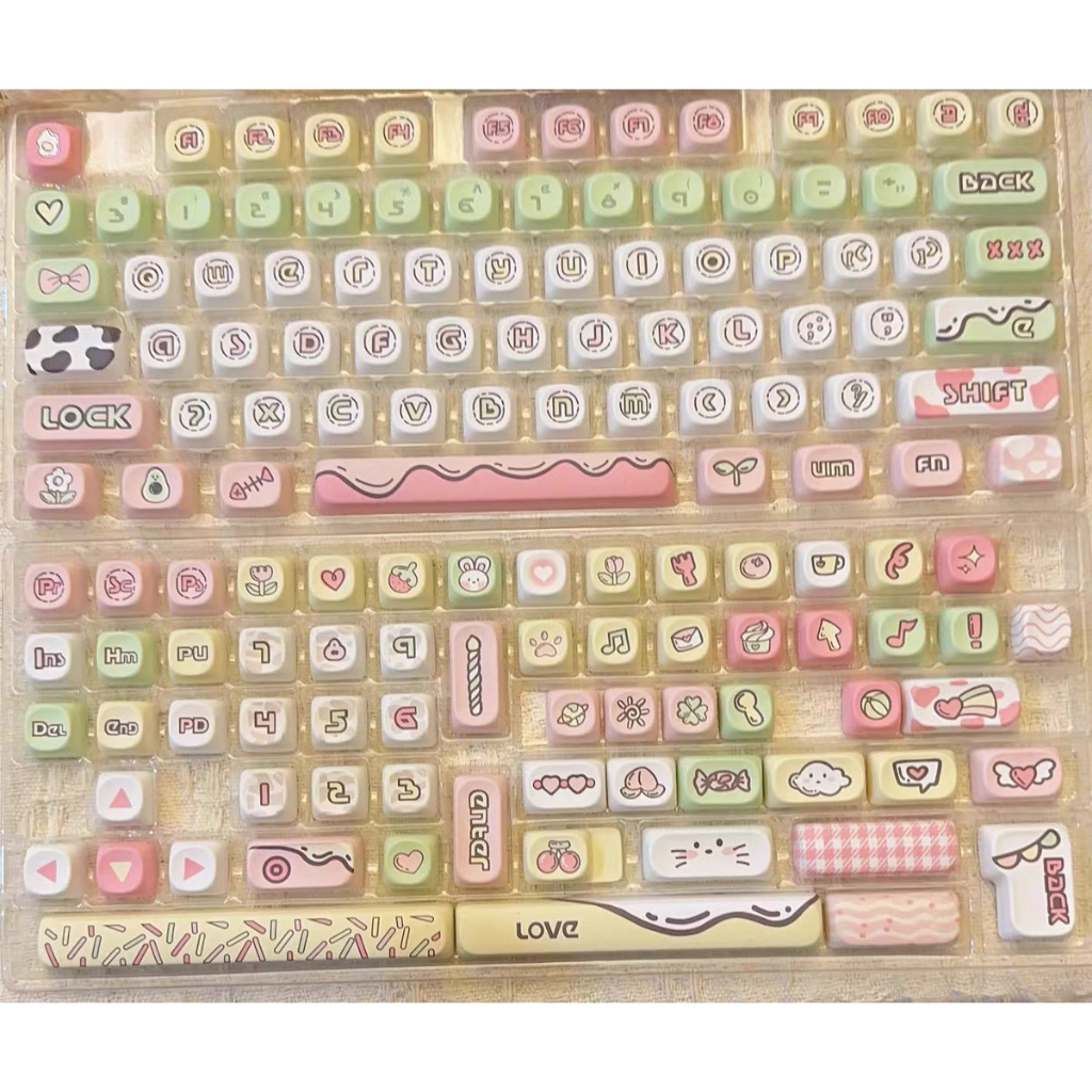 140 Phím Truyện tranh Keycaps MOA/Cherry PBT Năm mặt thăng hoa nhiệt Màu hồng Keycap Phù hợp 61/68/75/84/87/96/98/104/108