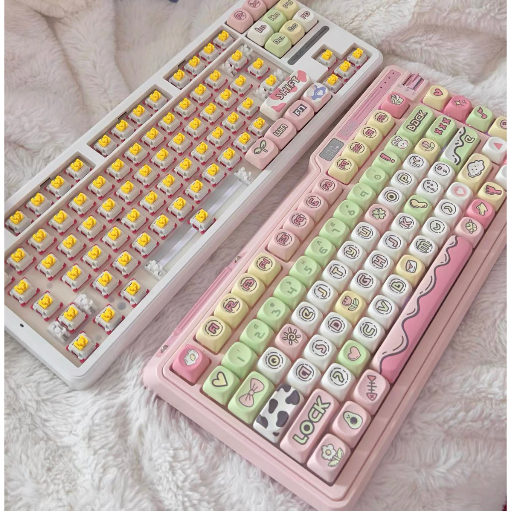 140 Phím Truyện tranh Keycaps MOA/Cherry PBT Năm mặt thăng hoa nhiệt Màu hồng Keycap Phù hợp 61/68/75/84/87/96/98/104/108