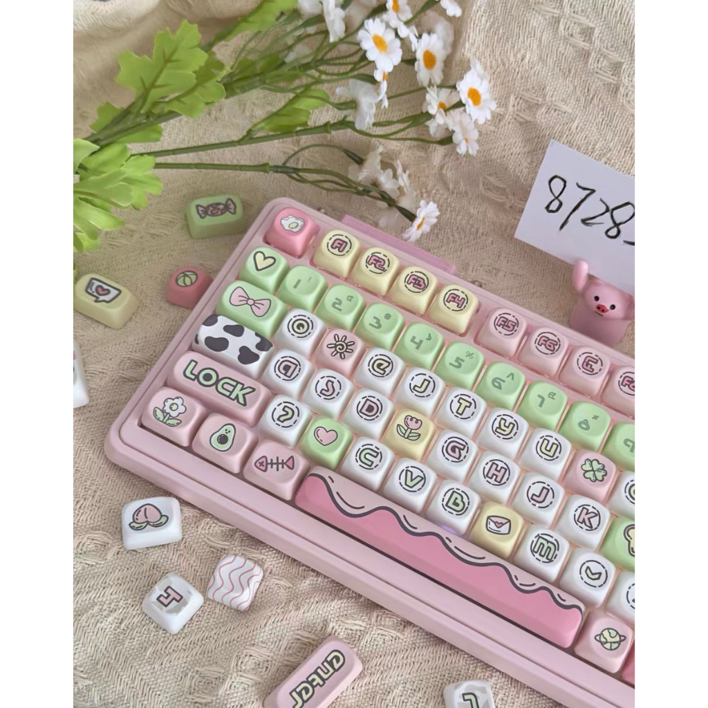 140 Phím Truyện tranh Keycaps MOA/Cherry PBT Năm mặt thăng hoa nhiệt Màu hồng Keycap Phù hợp 61/68/75/84/87/96/98/104/108