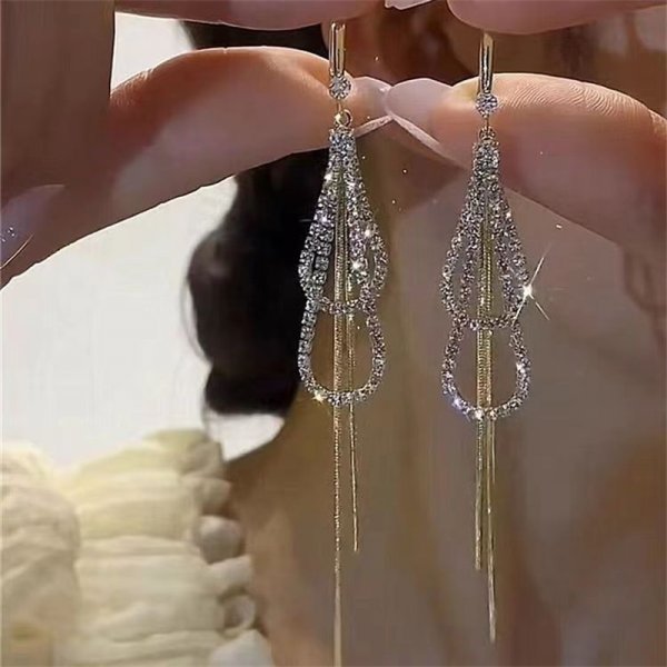 Bông Tai Dáng Dài Đính Đá Zircon Lấp Lánh Thời Trang Hàn Quốc S925 Dành Cho Nữ