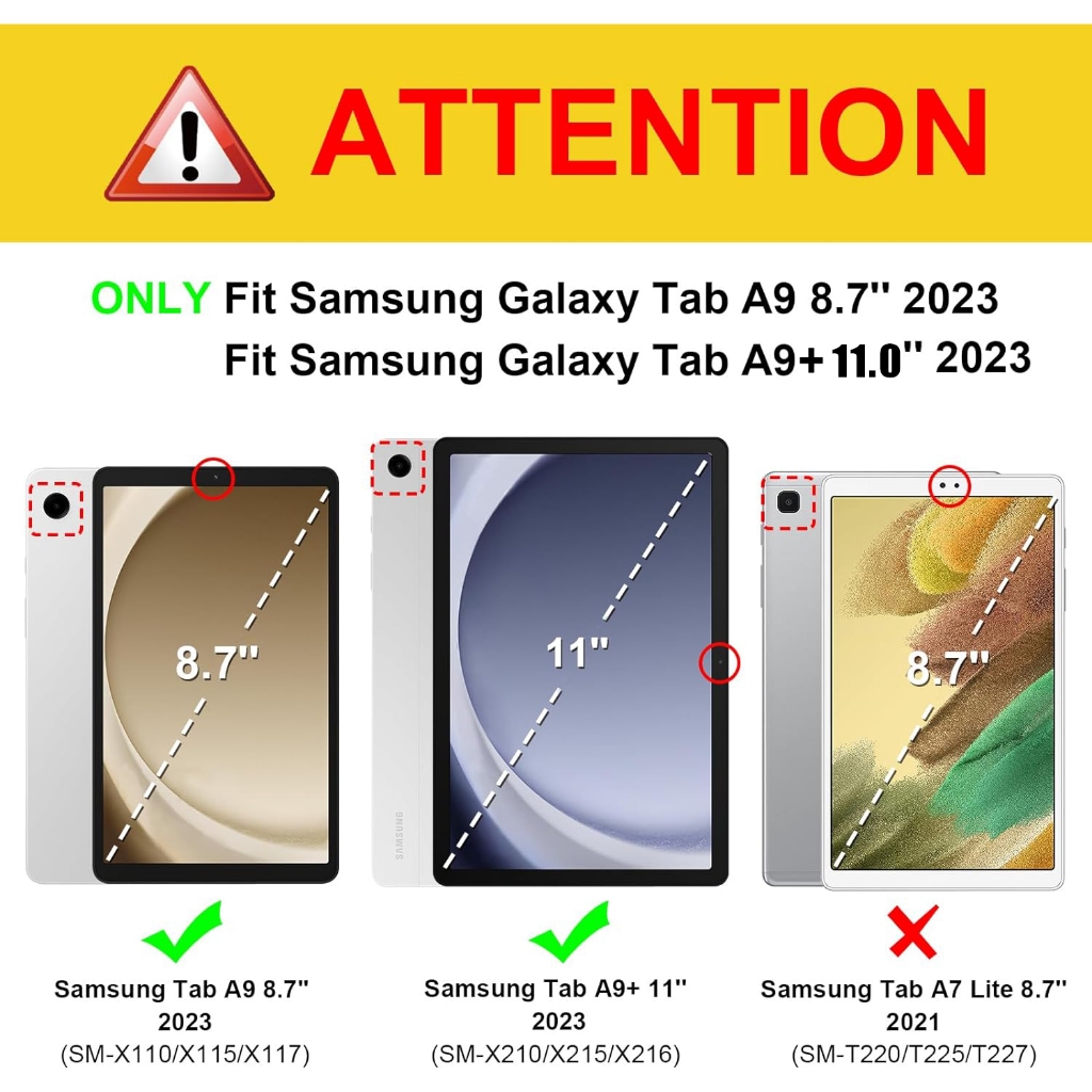 Ốp Bao Da Máy Tính Bảng Kèm Bàn Phím Không Dây Cho samsung galaxy tab a9 8.7 Smx110 Smx115 / a9 + a9 plus 11.0 Smx210 sm-J215 Smx216 Ốp