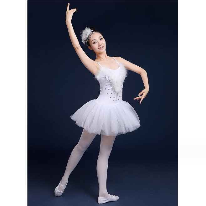 Váy Múa Ba Lê Dây Đeo sequin pengswan lake tututu