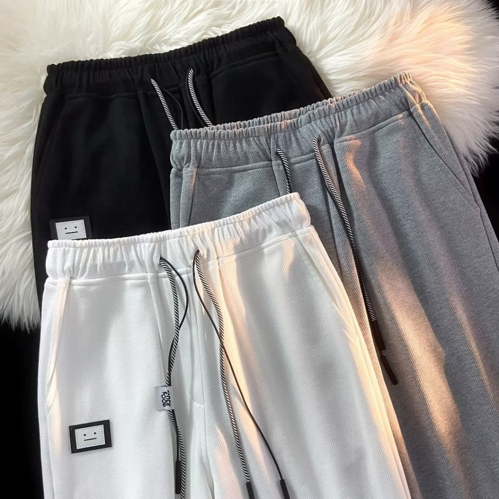 Quần Dài Thể Thao Ống Rộng Màu Trơn Thời Trang Mùa Thu Phong Cách Hàn Quốc Cho Nam