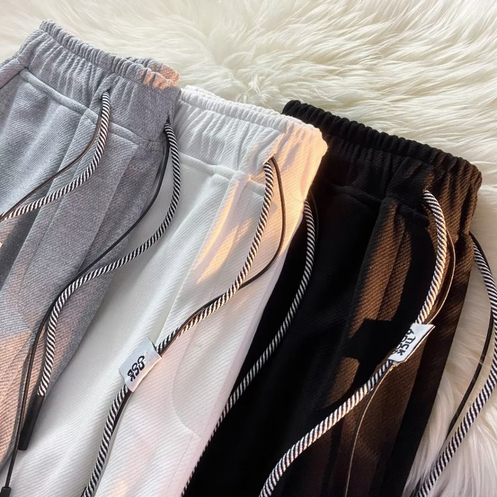 Quần Dài Thể Thao Ống Rộng Màu Trơn Thời Trang Mùa Thu Phong Cách Hàn Quốc Cho Nam