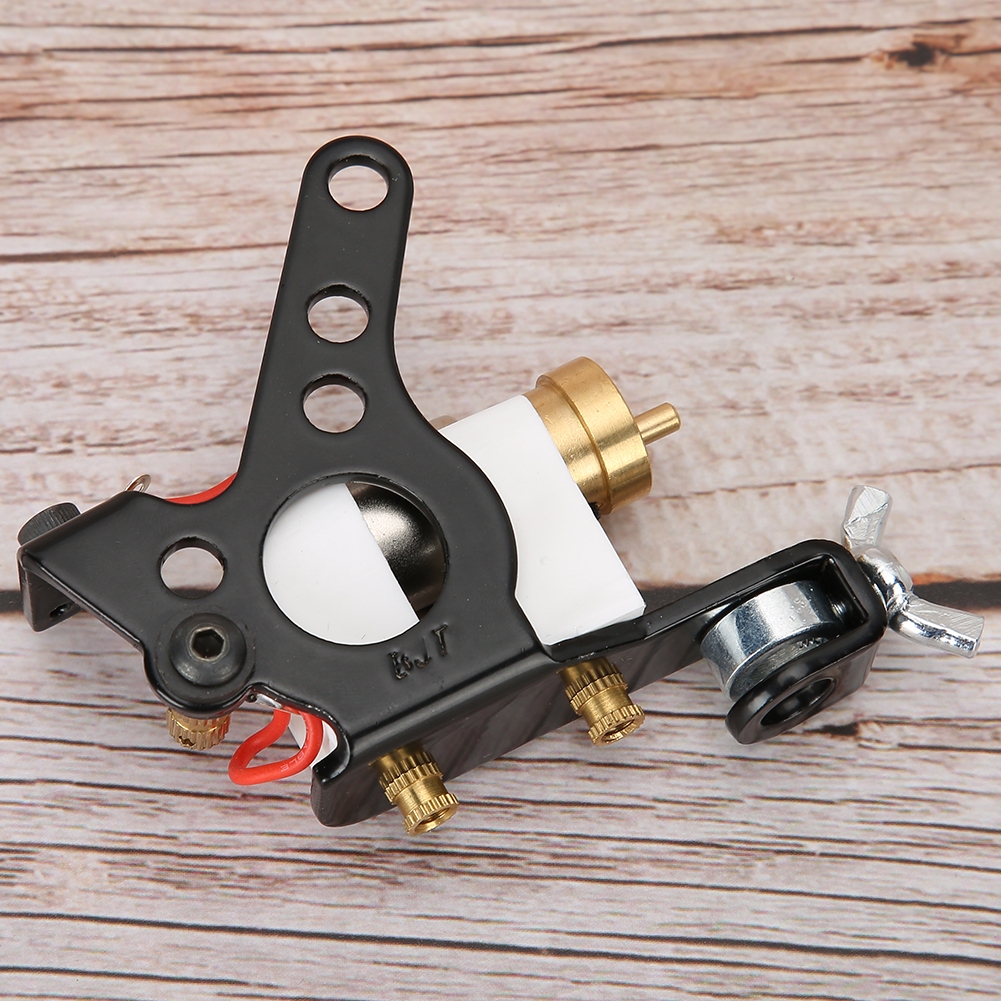 Máy xăm Động cơ mạnh mẽ Công cụ hình nghệ thuật thể theo phong cách lỗ tròn dành cho người mới bắt đầu Màu đen