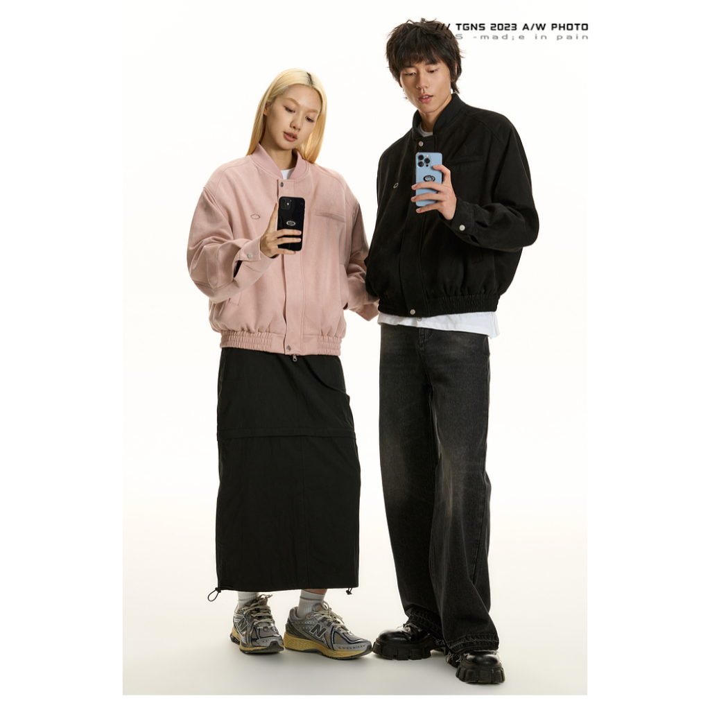 HonypoveÁo Khoác Bóng Chày Da Lộn Phong Cách retro Mỹ